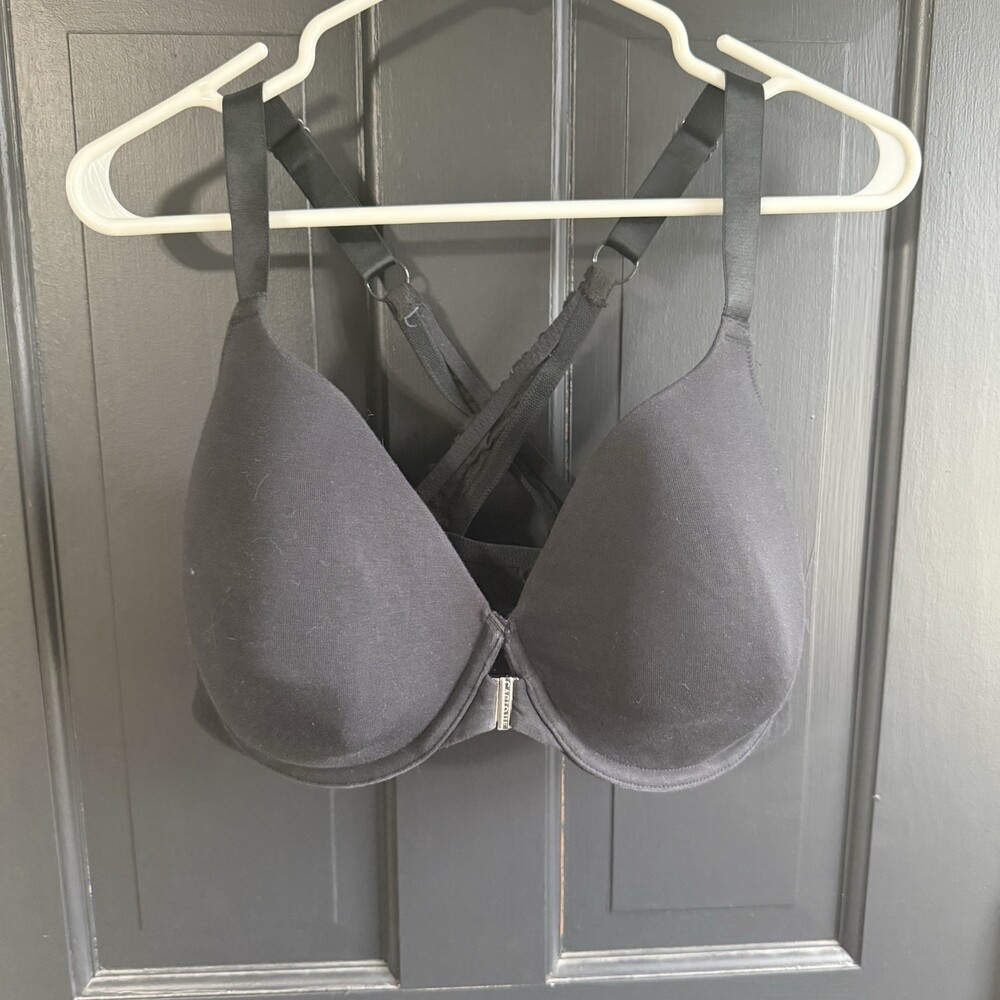 Cacique LANE BRYANT Women's Black U/Wire Front Close Bra Size 40F